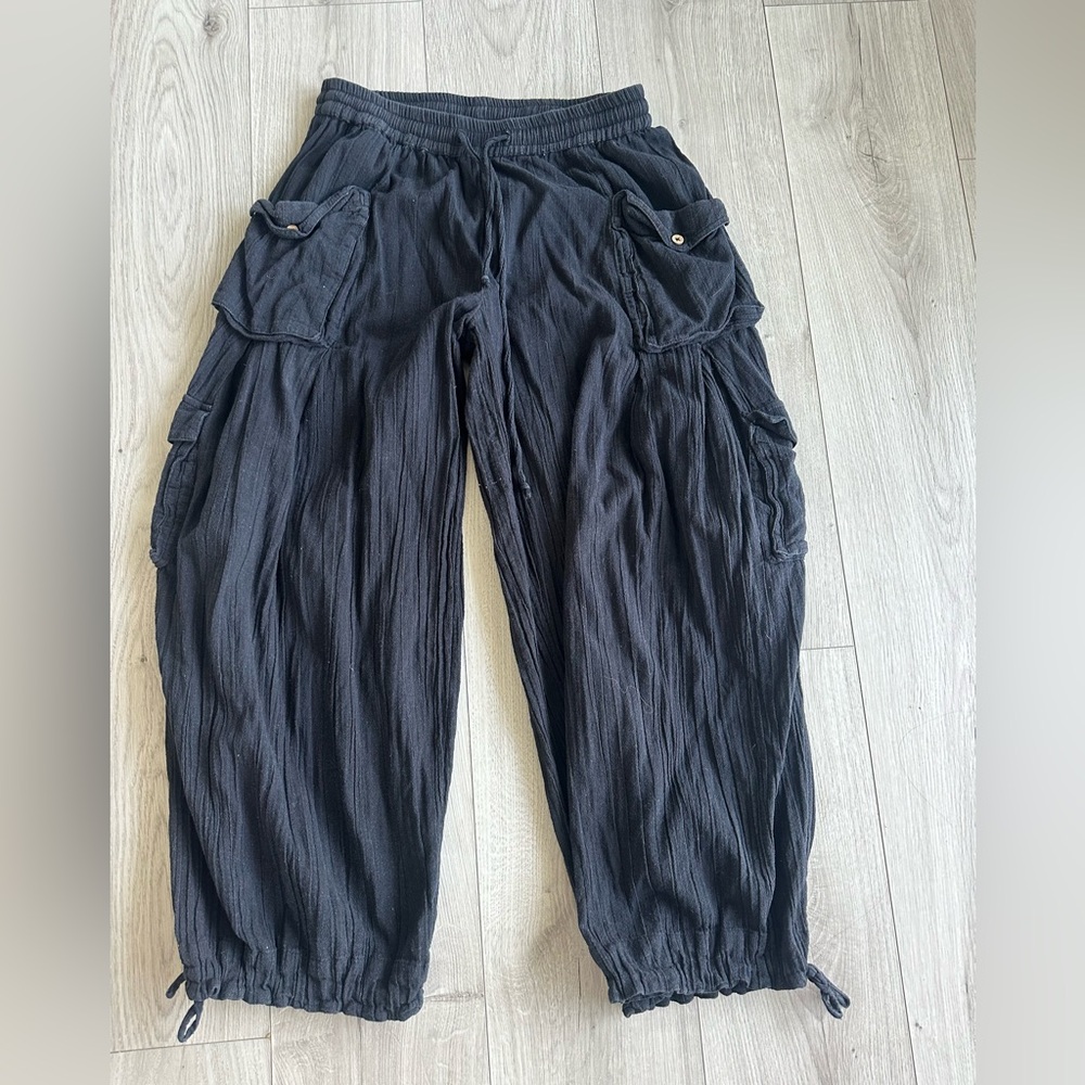 Free People Black Wide Leg Pants